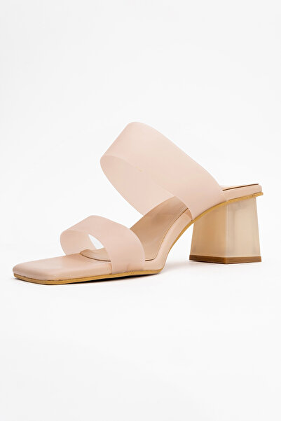 LuviShoes 123 Transparentní dámské pantofle na podpatku Skin Skin