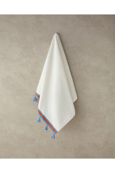 English Home Colory Tuft Pamuklu Püsküllü Yüz Havlusu 50x80 cm Ekru