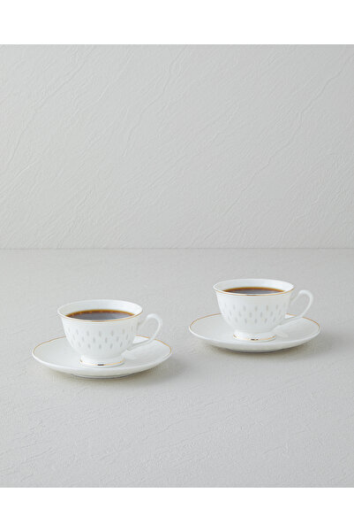 English Home Flare New Bone China 4 Parça 2 Kişilik Kahve Fincan Takımı Gold