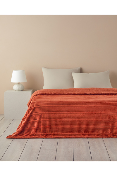 English Home Bright Line Double-Sided Fleece Double Blanket 200X220 cm Dark Orange