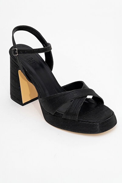 LuviShoes LELLO Black Striped Women's Platform Heeled Shoes