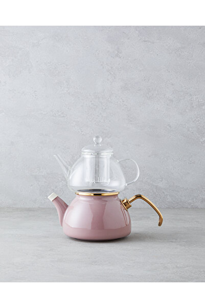 English Home Eliza Emaye Mini Çaydanlık 0,50 lt + 1,1 lt Gül Kurusu