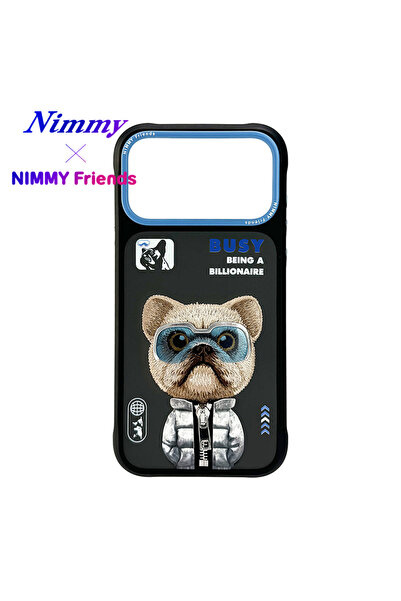 Nimmy iPhone 17 Pro Max Uyumlu Gözlük Fermuar Rich Köpek Detaylı Nakış İşleme...