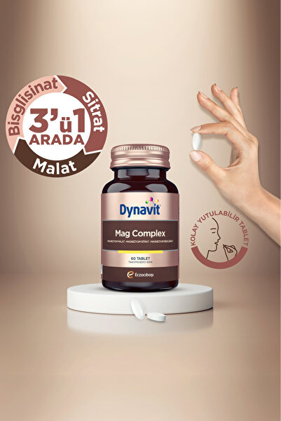 Dynavit Mag Complex 200mg Magnezyum Kompleks 3lü Form (Malat-Sitrat-Bisglisinat) 60 Tab - Magnesium Complex
