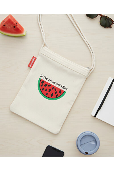 Zaytoon "IF YOU KNOW YOU KNOW" Digital Printed Traditional Palestinian Half Watermelon Canvas Hanging Cloth Zipped