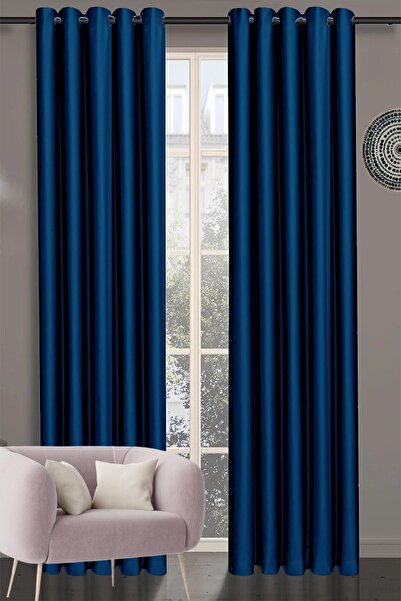 GOCCIA HOME Halkalı Blackout Karartma Tek Kanat Fon Perde Lacivert