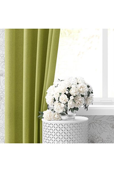 GOCCIA Blackout Fon Perde Işık Geçmez Özel Ölçü Salon Otel Oturma Çocuk Odası Bohem Tek Kanat Fıstık Yeşili