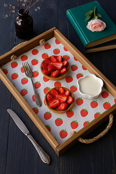 Anadolu Saray 50 ADET Çilek Desenli Kağıt | 50 Adet Çilek Desenli Sunum Kağıd...