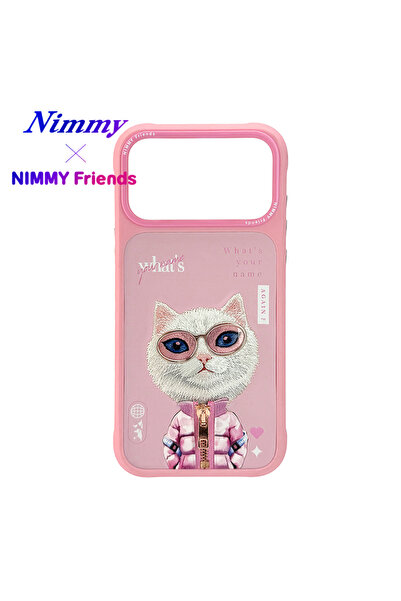 Nimmy iPhone 17 Pro Uyumlu 3D Gözlük Fermuar Rich Kedi Detaylı Nakış İşlemeli...