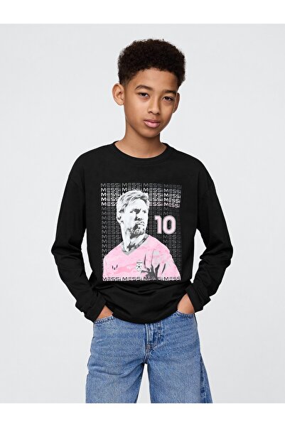 GAP Erkek Çocuk Siyah Messi Grafik T-Shirt