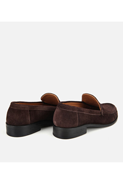 Hotiç Kadın Süet Deri Kahverengi Yumuşak Dokulu Klasik Loafer