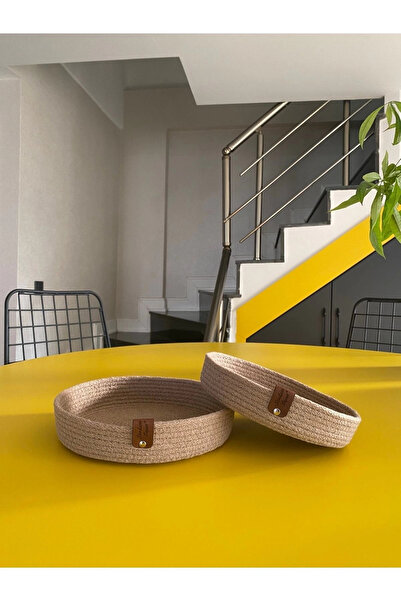 Sevdam Sepet صندوق تخزين مزخرف مزدوج باللونين البيج والجمل