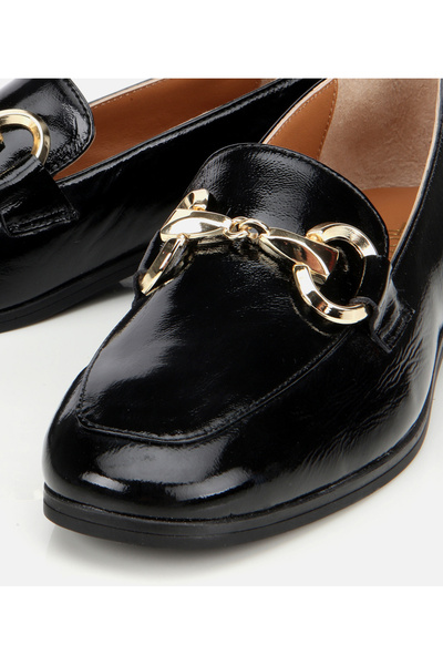 Hotiç Kadın Rugan Deri Siyah Tokalı Klasik Loafer