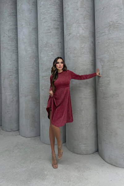 Lesa Wear Yumuşacık Likralı Simli Mini Gece Elbisesi