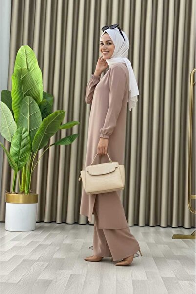 MİSMOLY طقم ملابس محتشمة مكون من قطعتين: تونيك طويل وبنطلون واسع الساق