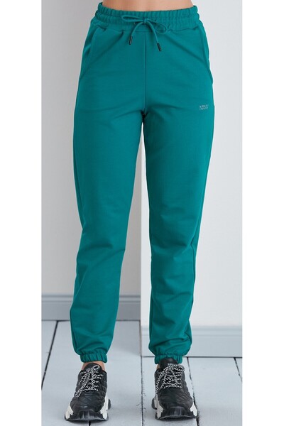 nurneva Paça Lastikli Kordonlu Penye Eşofman Altı Yeşil