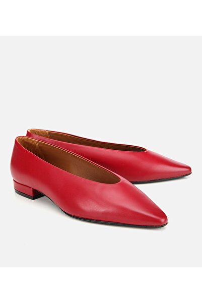 Hotiç Kadın Deri Kırmızı Yumuşak Dokulu Babet