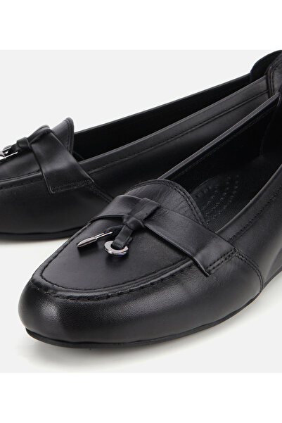 Hotiç Kadın Deri Siyah Dolgu Topuklu Rahat Günlük Loafer