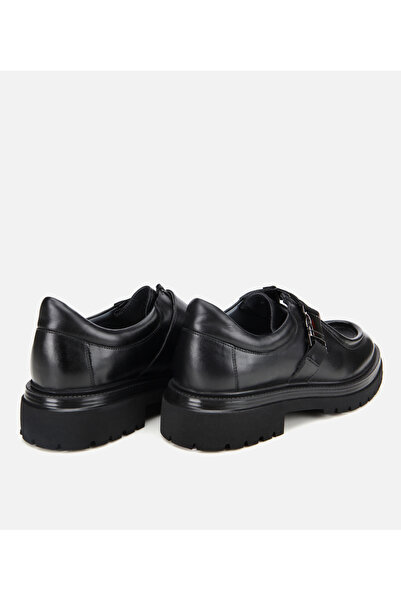 Hotiç Erkek Deri Siyah Metal Tokalı Klasik Loafer