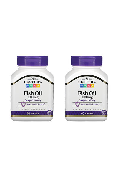 21st Century Fish Oil 1000 mg Softgels, 60 Count ( pack of 2 ) زيت السمك، 100...