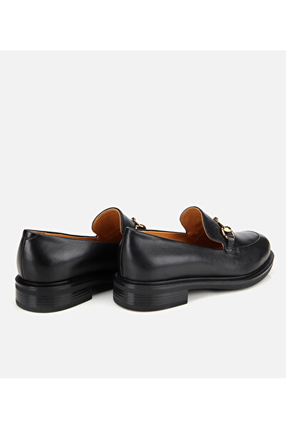 Hotiç Kadın Deri Siyah Tokalı Klasik Loafer
