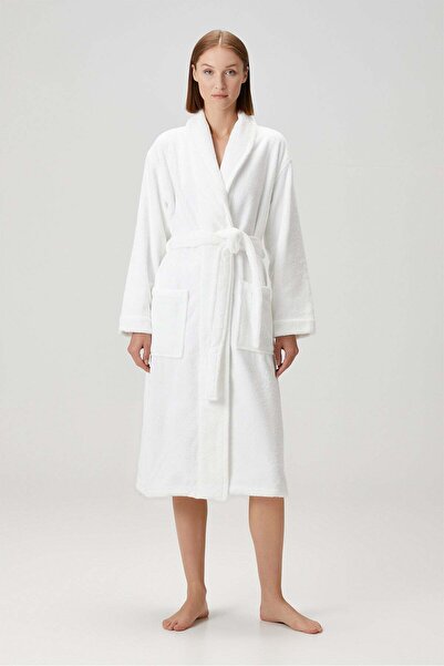 Barine Террі шальовий комір Бавовняний халат Білий