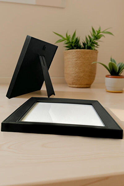 Wooden Factory Set de rame negre – 20x20 cm (dimensiune exterioară) Decor pătrat de perete și rama foto cu suport