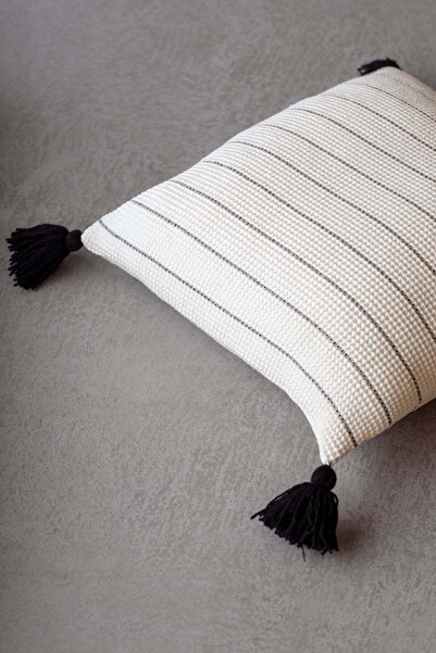 Barine Husa de perna din bumbac Ecru / Negru - 45x45