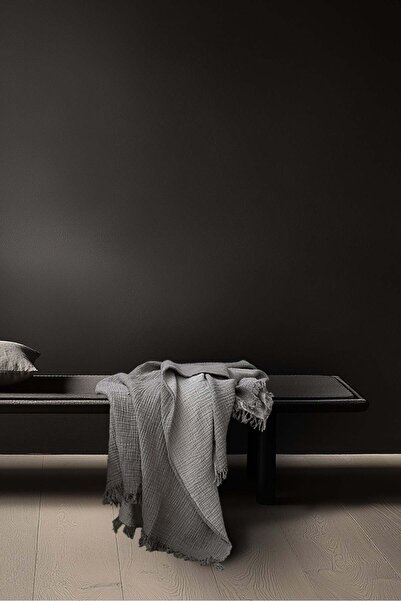 Barine Cocoon 4 Katlı Müslin Koltuk Şalı, Battaniye Koyu Gri