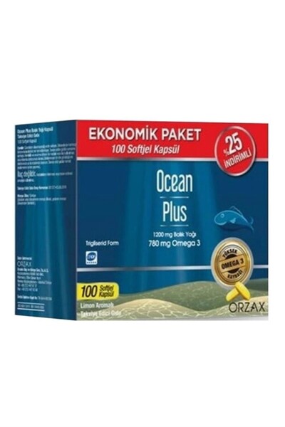 Orzax Ocean Plus Limon Aromalı Takviye Edici 50 50 Kapsül | Ekonomik Paket
