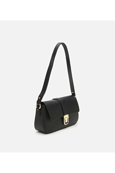 Hotiç Women's Black Lock Detailed Crossbody Bag