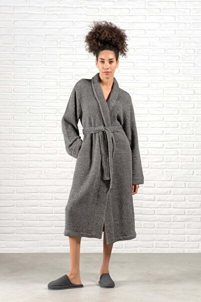 Barine Pergamon Woolen Dressing Gown Black