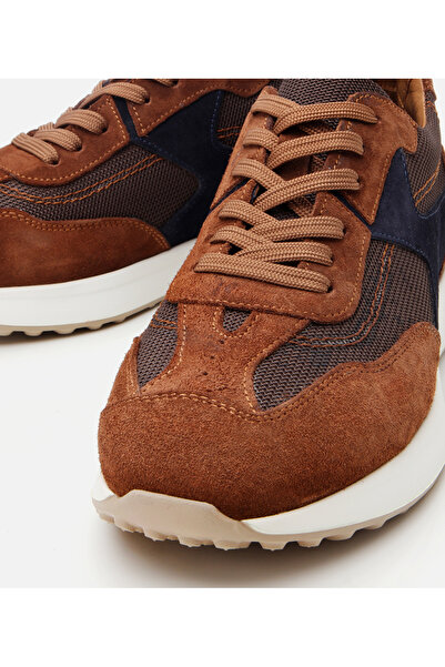 Hotiç Men's Suede Leather Tan Ultra Light Sole Sports Shoes