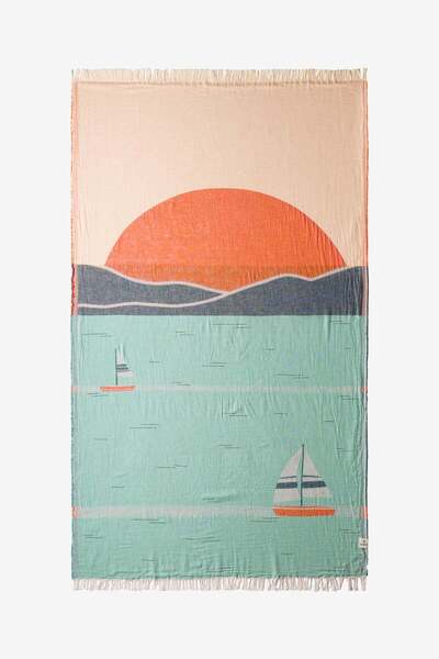 Barine Seascape Jakarlı Peştemal Mint, Taşıma Çantalı 90x160