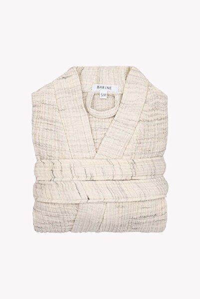 Barine Μπουρνούζι Haze Cotton Muslin - 4 στρώσεων εκρού μαύρο