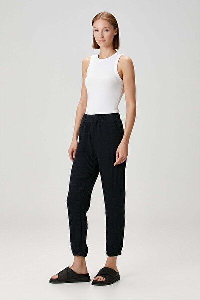 Barine Cotton 4-Layer Muslin Pajama Pants Black