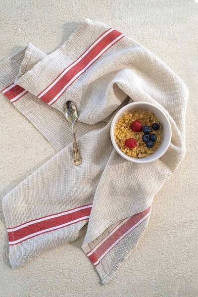 Barine Prosop de bucătărie din amestec de in Gastronome, roșu 50x75