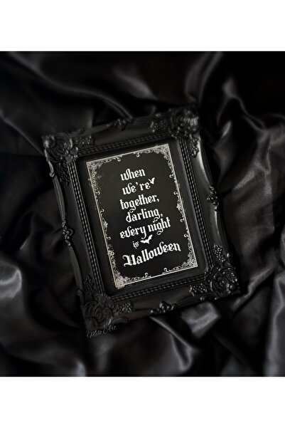 Milo Art Halloween Temalı Vintage Beton Çerçeve Siyah Beton Çerçeve Cilalı Ca...