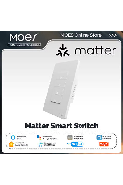 MOES ملحقات الغرفة مفتاح Tuya الذكي رباعي النطاق، التحكم عبر التطبيق، يتطلب سلكًا محايدًا