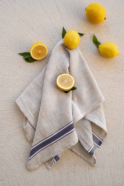 Barine Prosop de bucătărie din amestec de in Gastronome Albastru Marin 50x75