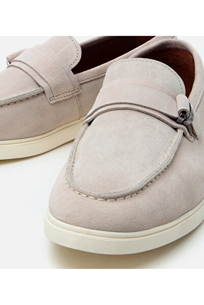Hotiç Men's Suede Leather Beige Buckle Detailed Casual Loafer