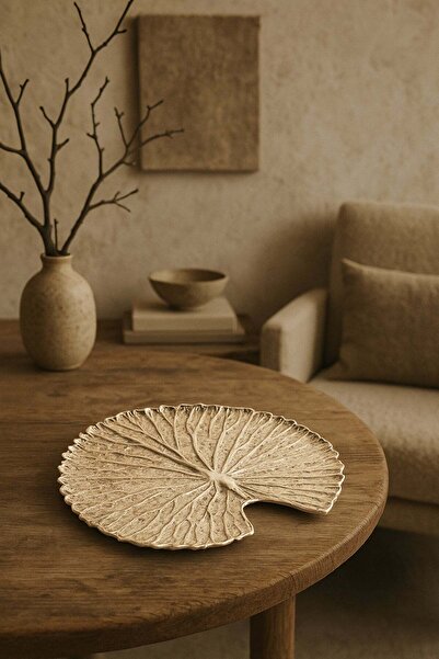 Barine Lotus Yaprağı Şeklinde Pirinç Kaplama Tütsülük Dekoratif Obje Gold 16 ...