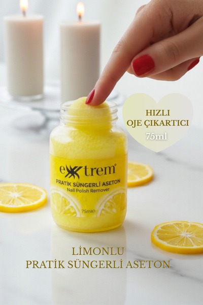 EXXTREM Pratik Süngerli Aseton - Limon Kokulu Hızlı Oje Çıkarıcı 75 ml