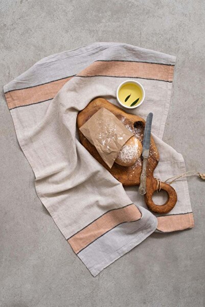 Barine Satsuma Linen Kitchen Towel Beige-Orange 50X75 cm