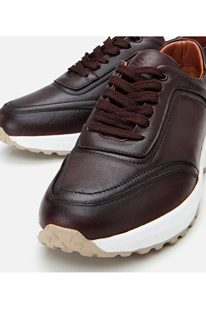 Hotiç Men's Leather Brown Soft Sole Sports Shoes
