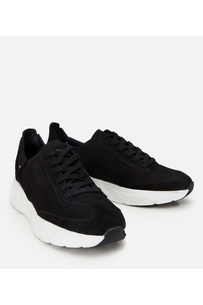 Hotiç Men's Nubuck Leather Black Ultra Light Sole Sports Shoes