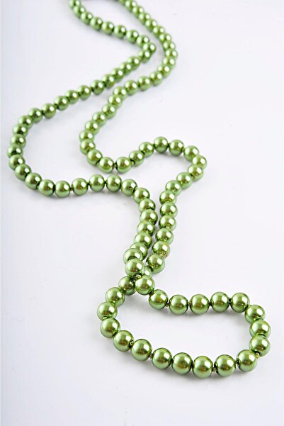 EUROMODA Yeşil Uzun Inci Taşlı Incili Kolye