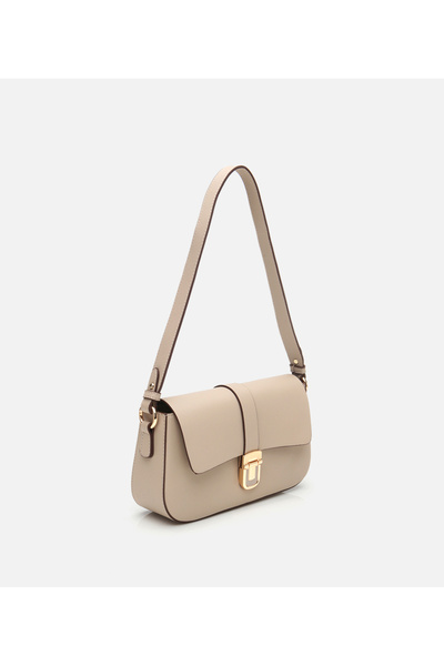 Hotiç Women's Beige Lock Detailed Crossbody Bag