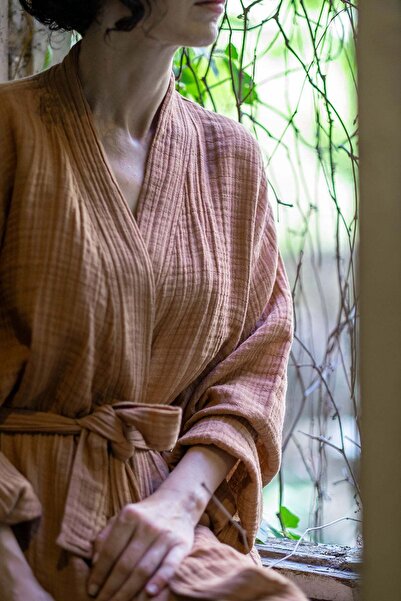 Barine Халат з бавовняної мусліни кольору таба