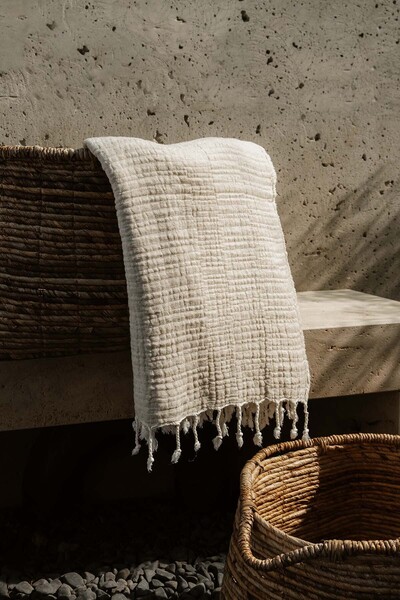 Barine Σάλι καναπέ από φυσικό χρυσό βαμβάκι - 120x170